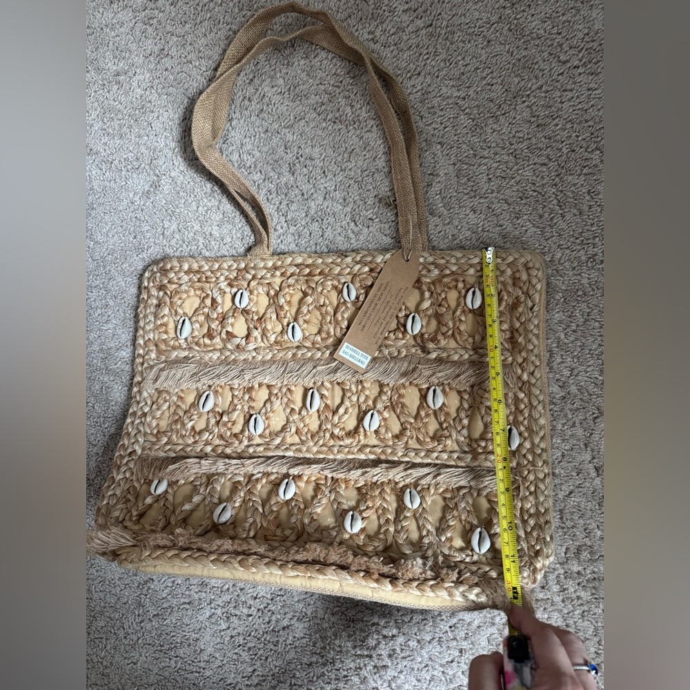 Salt + Umber Jute Shell Beach Bag NWT - Picture 6 of 8